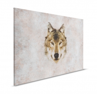 Obraz na plátně Walls by Patel 2 – Vlčí hlava v moderním minimalistickém stylu
