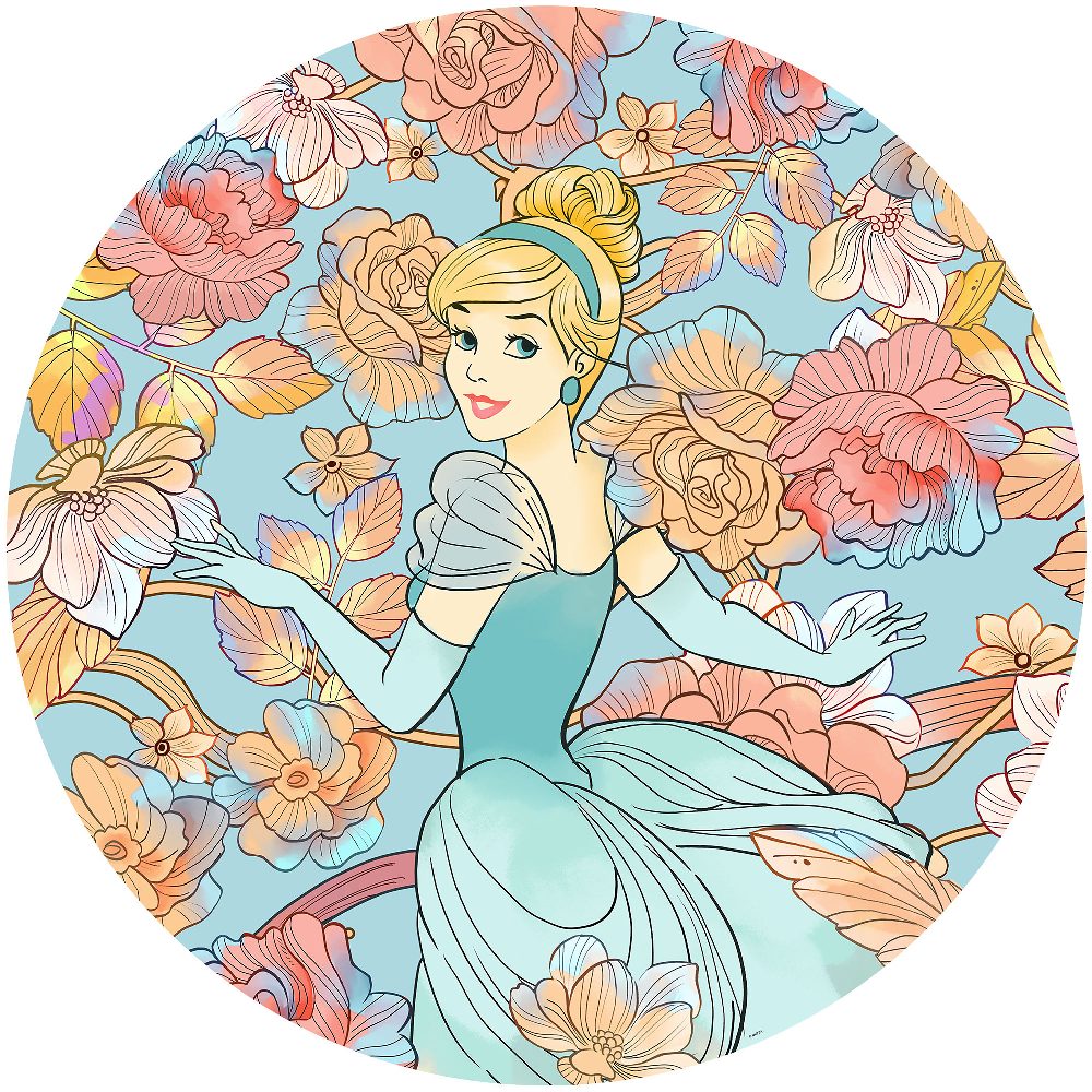 Samolepící fototapeta kruh - Disney Popelka a barevné snění