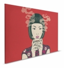 Obraz na plátně Walls by Patel 2 – Stylizovaný portrét ženy s čajem v orientálním stylu