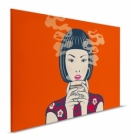 Obraz na plátně Walls by Patel 2 – Stylizovaná žena s šálkem v moderním japonském stylu