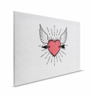 Obraz na plátně Walls by Patel 2 – Srdce s křídly a šípem tattoo