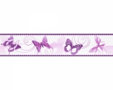 Samolepící dětská bordura Motýli fialová
