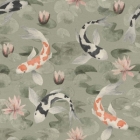 Tapeta Rasch Kimono, Kapři Koi zelená