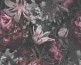 Tapeta na zeď, PINTWALLS, opulentní květy černá