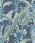 Tapeta Barbara Home Collection banánové listy modrá