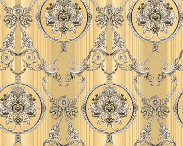 Zámecká tapeta Hermitage zlatá velké barokní vzory